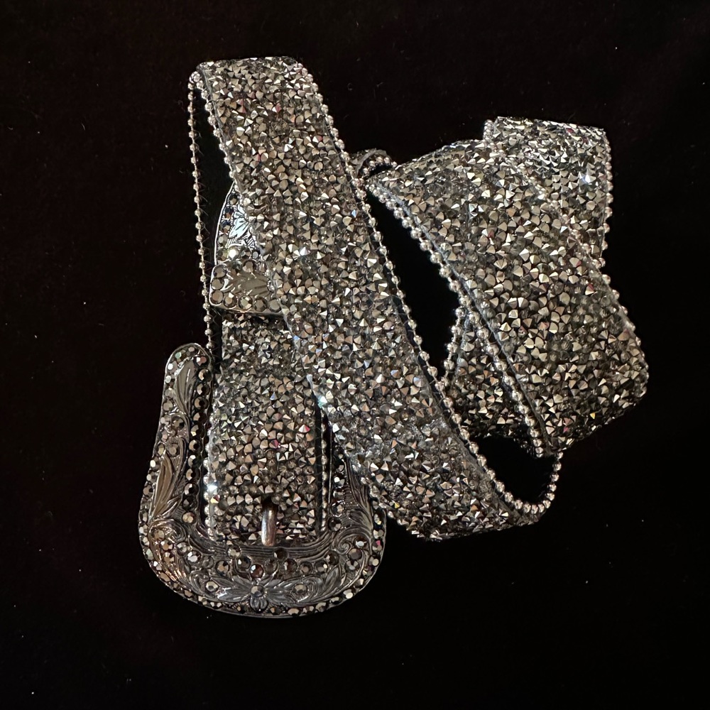 Western Leather Rhinestone Belt